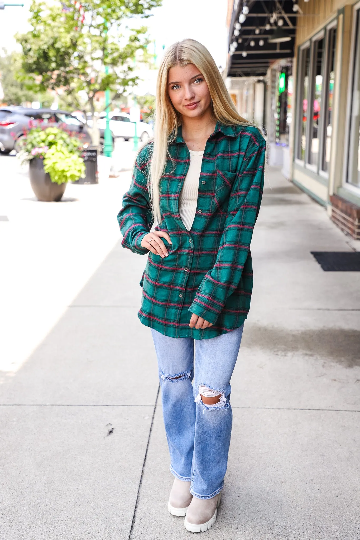 Green Mari Plaid Shirt