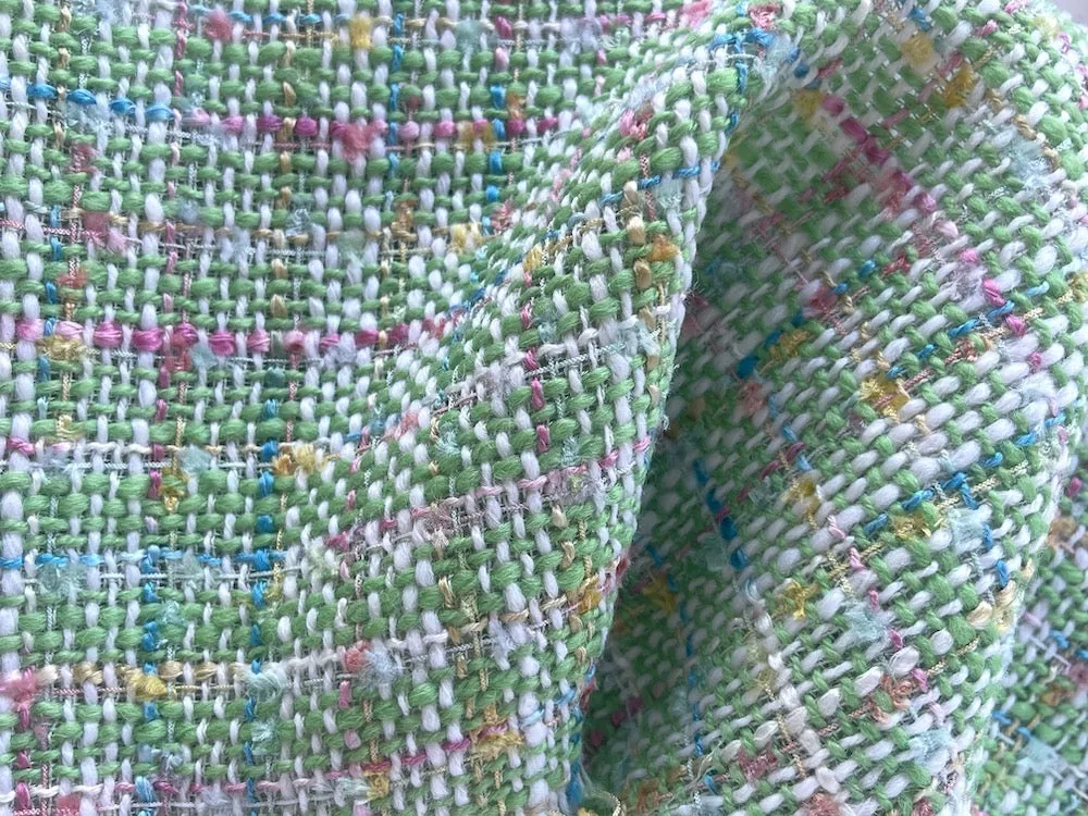 Gucci Springtime Wintergreen Windowpane Wool Blend Bouclé (Made in Italy)