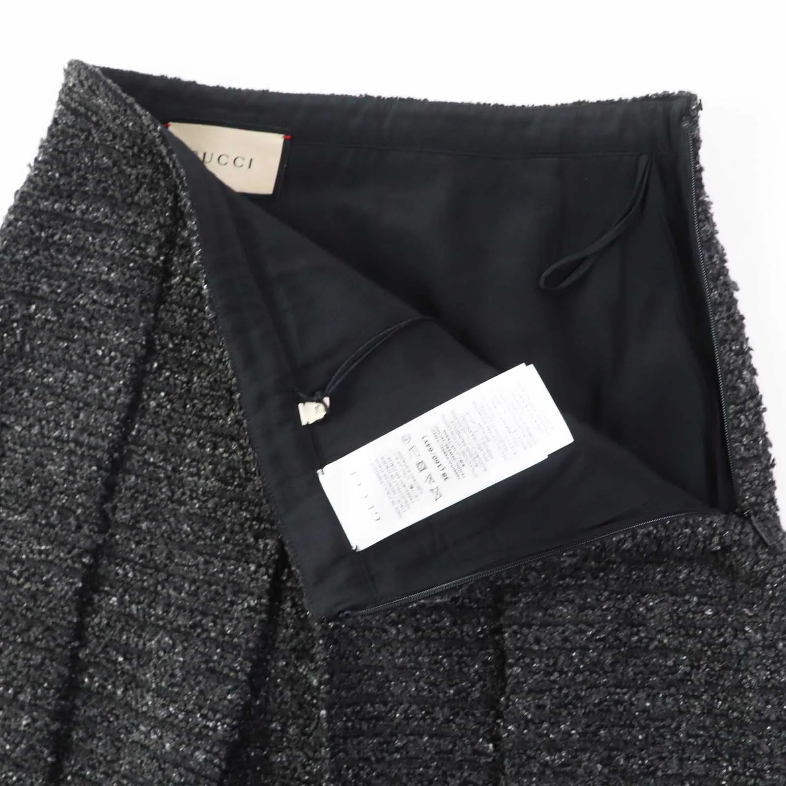 GUCCI Tweed skirt 681234 cotton dark gray black 38