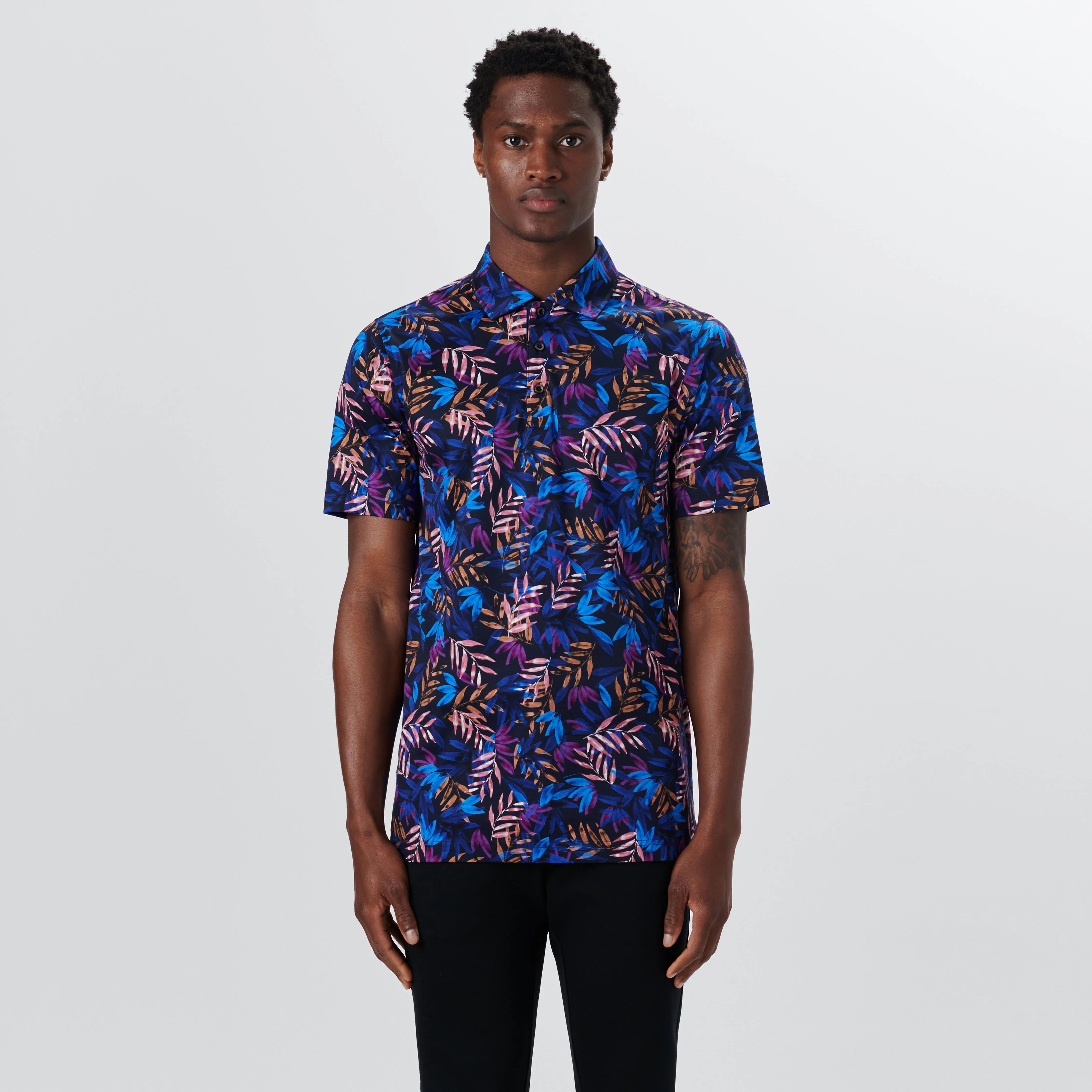 Hendrix Leaf Print Polo