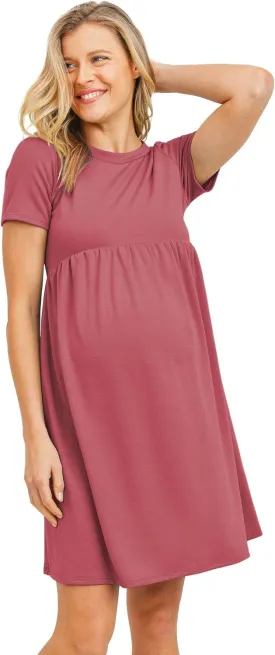 LaClef Women's Maternity Casual Mini T-Shirt Dress