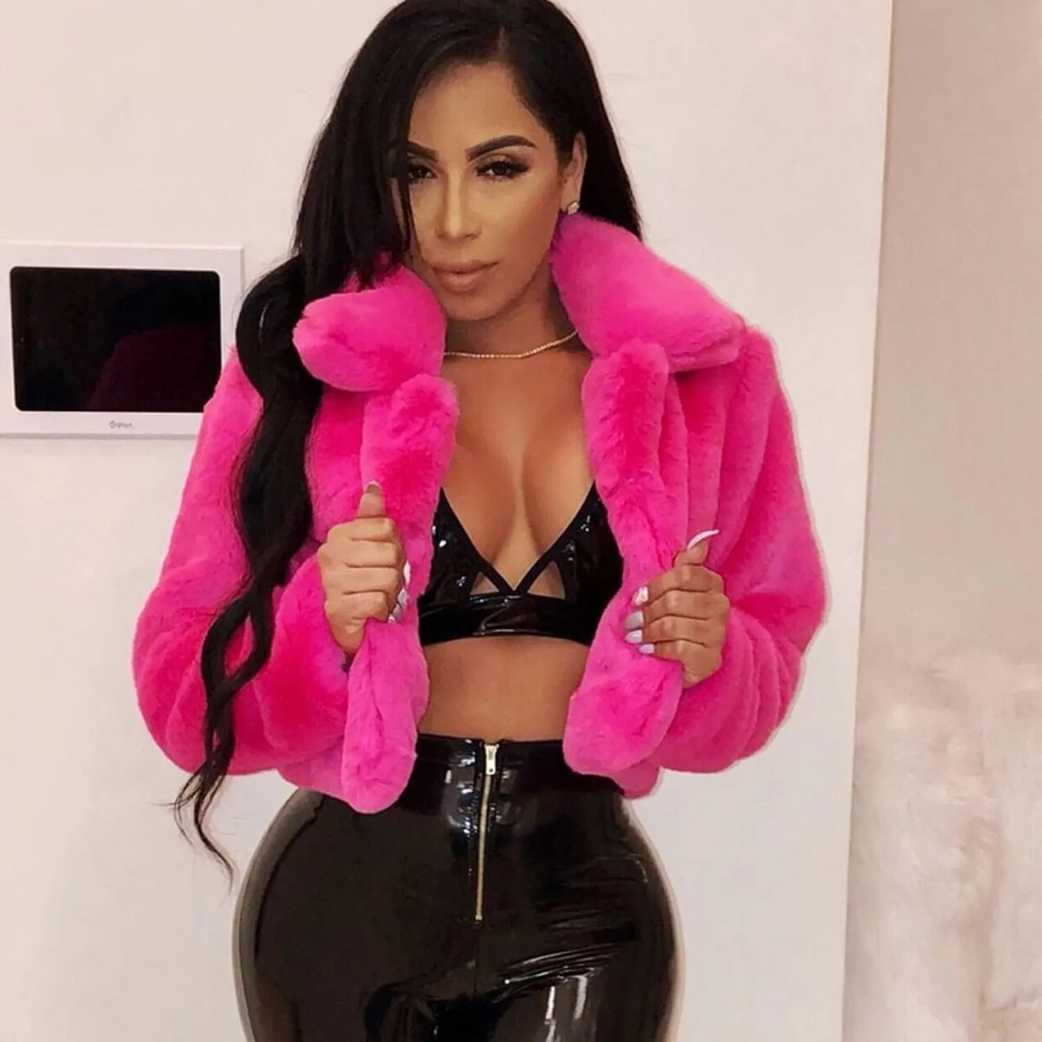 LCMTWX Trench Coat for Women 2023 Furry Women Long Jacket Faux Sleeve Short Warm Women's Coat Cropped Jacket Puffer