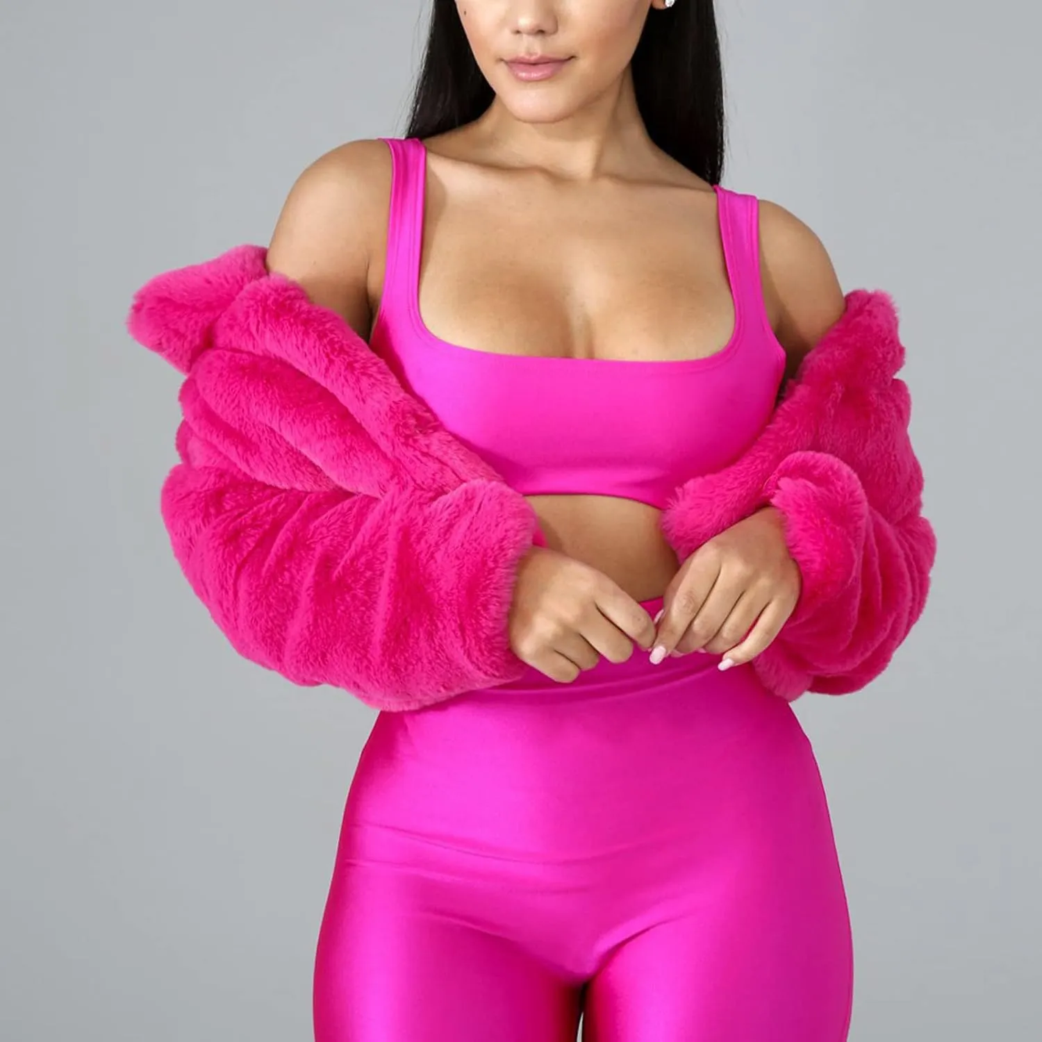LCMTWX Trench Coat for Women 2023 Furry Women Long Jacket Faux Sleeve Short Warm Women's Coat Cropped Jacket Puffer