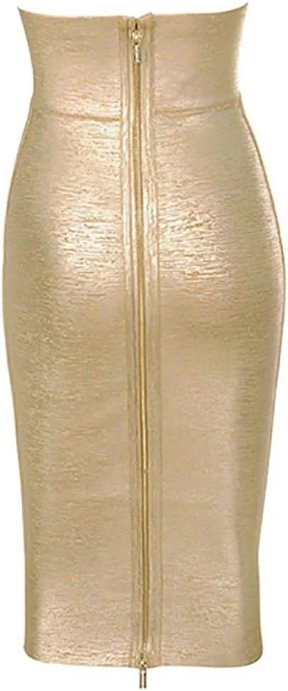 Leather Midi-Calf Party Pencil Skirt