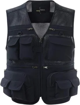 Lentta Men's Fishing Vest Summer Outdoor Lightweight Work Photo Vest 16 Pockets