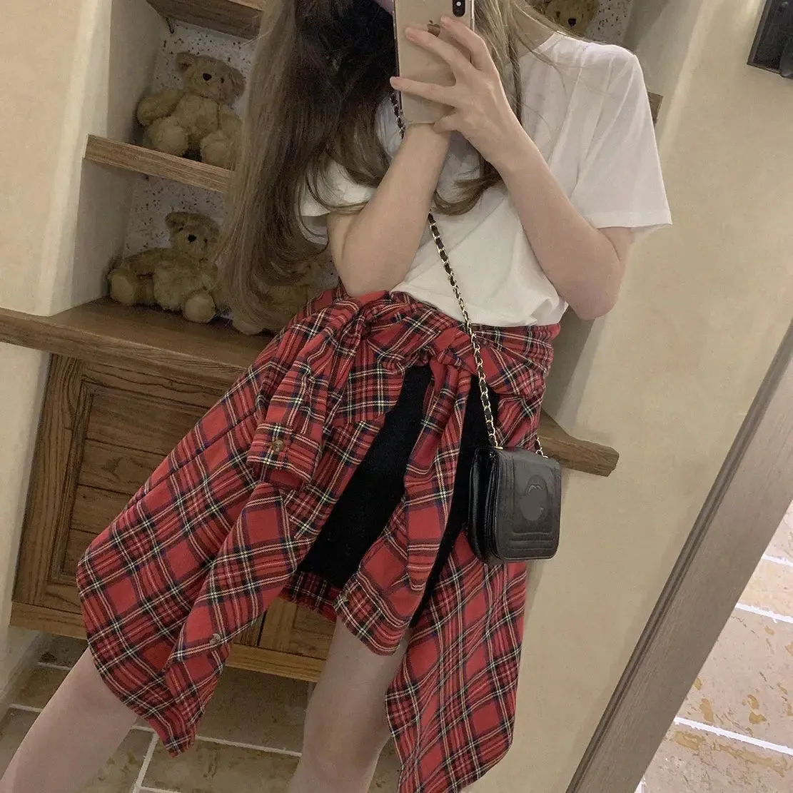 Long Sleeve Red Plaid Colors Shirt