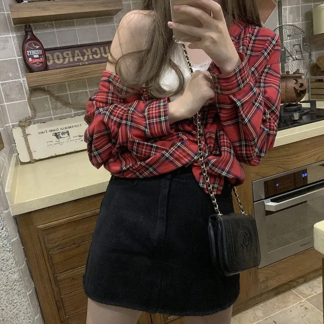 Long Sleeve Red Plaid Colors Shirt