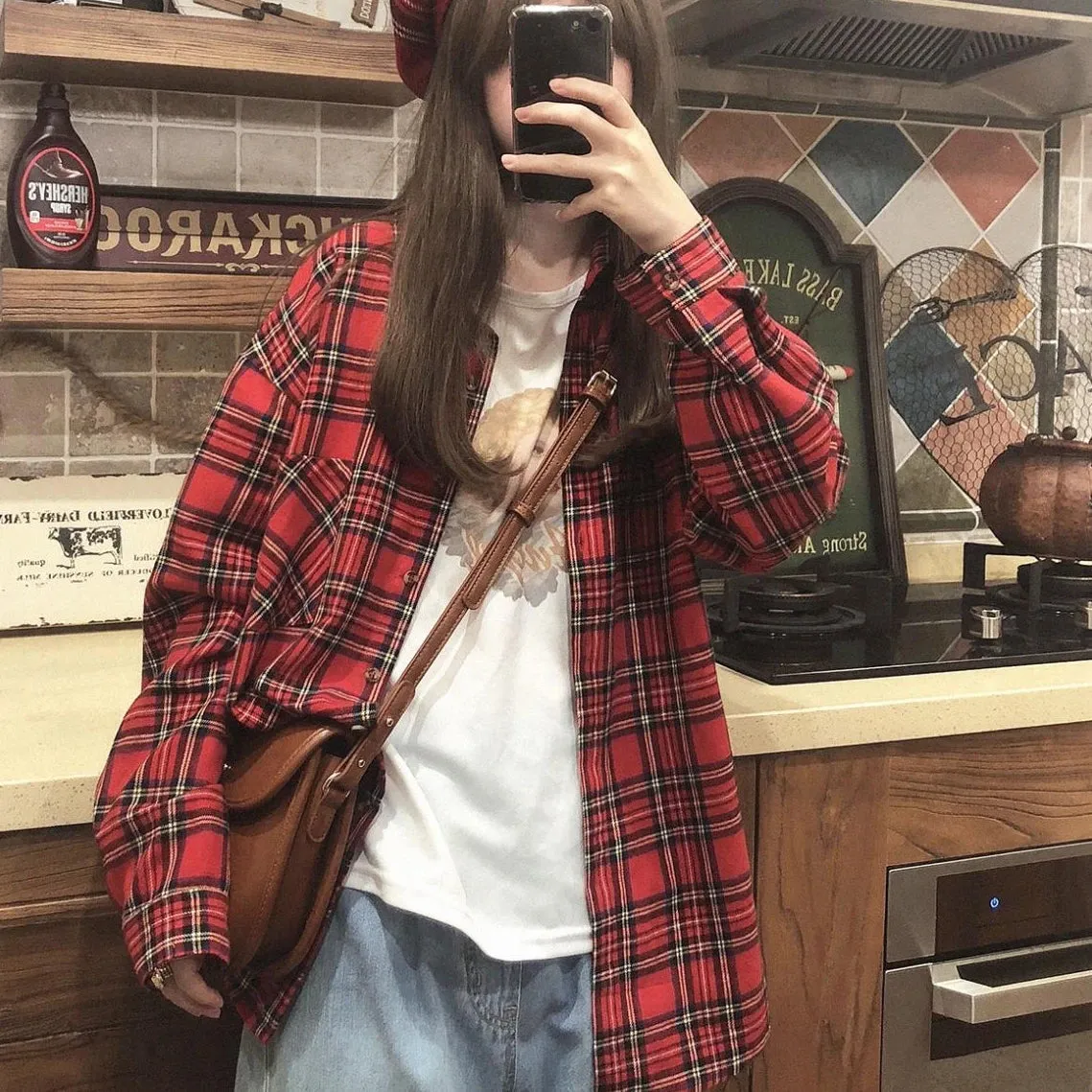 Long Sleeve Red Plaid Colors Shirt