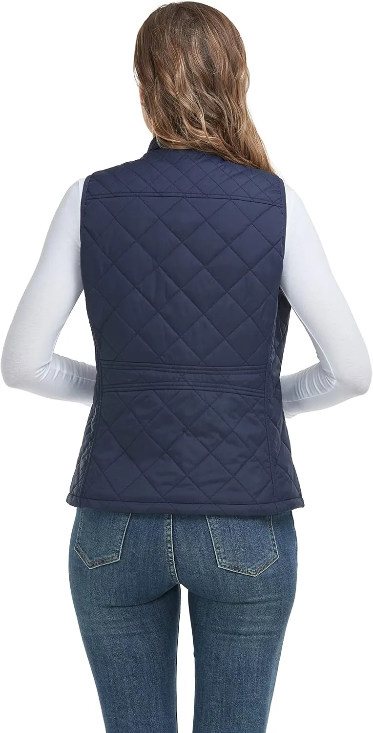 LONGKING 2025 Upgraded, Women's Outwear Vest With One Inner Pocket - Stand Collar Lightweight Zip Quilted Vest for Women