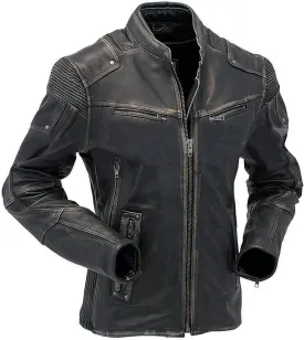 Men Leather Jacket - Mens Cafe Racer Motorcycle Jacket - Distressed Lambskin Biker Leather Jackets for Men