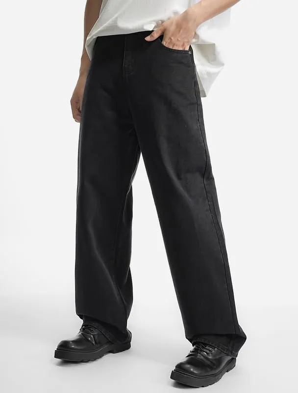 Mens Baggy Hip Hop Jeans Wide Leg Streetwear Jeans Loose Fit Y2K Skater Denim Pants