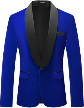 Mens Velvet Blazer Slim Fit Tuxedo Suits Jacket Shawl Collar Solid Jacket Wedding Dinner Prom One Button Blazer Jacket