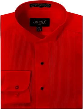 Mens Wing Collar Tuxedo Shirt with Bowtie, 1/8" Pleat & Convertible Cuffs
