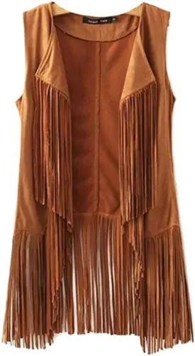 Paixpays New Tassels Fringe Sleeveless Vest Cardigan Waistcoat Jacket Outwear Tops