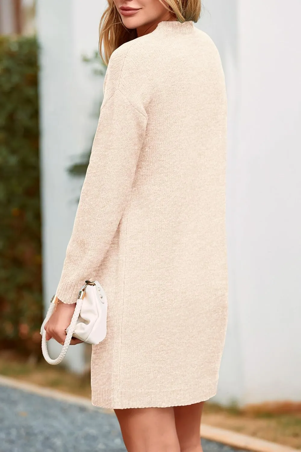 PRETTYGARDEN Women's 2025 Fall Knit Pullover Sweaters Long Sleeve Crewneck Oversized Loose Short Sweater Dress
