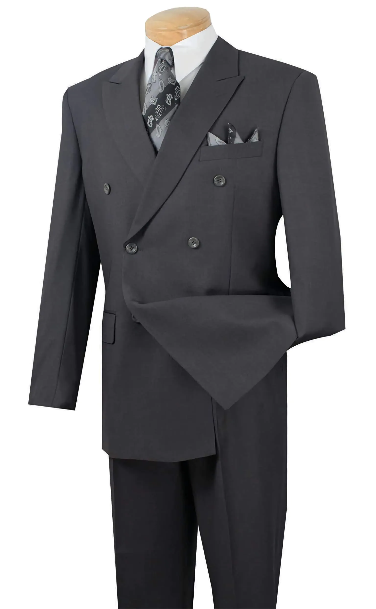 Ram Collection - Double Breasted Suit 2 Piece Regular Fit in Heather Gray