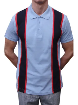 Relco Sky Blue Red & Navy Striped Polo Shirt