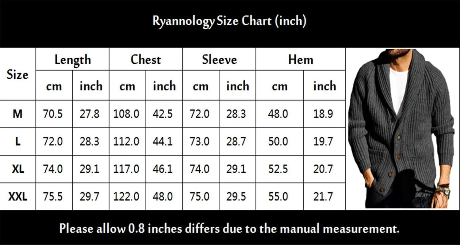 Ryannology Mens Shawl Neck Cardigan Sweater Cable Knit Zip Up Closure with Pockets Winter Sweaters Outerwear