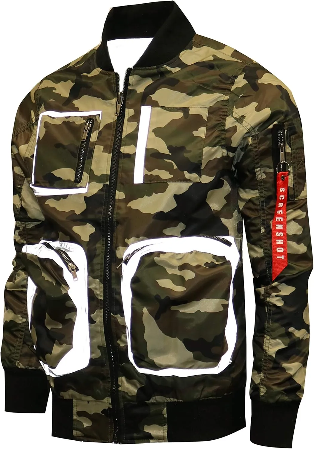 SCREENSHOT Men Streetwear Hip-Hop Urban NY Fashion Bomber Jacket - Modern Outdoor Lightweight Windbreaker Graffiti Zip Up Top