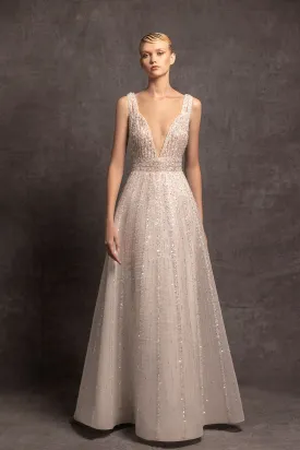 Sleeveless Sequin A-line Wedding Dress