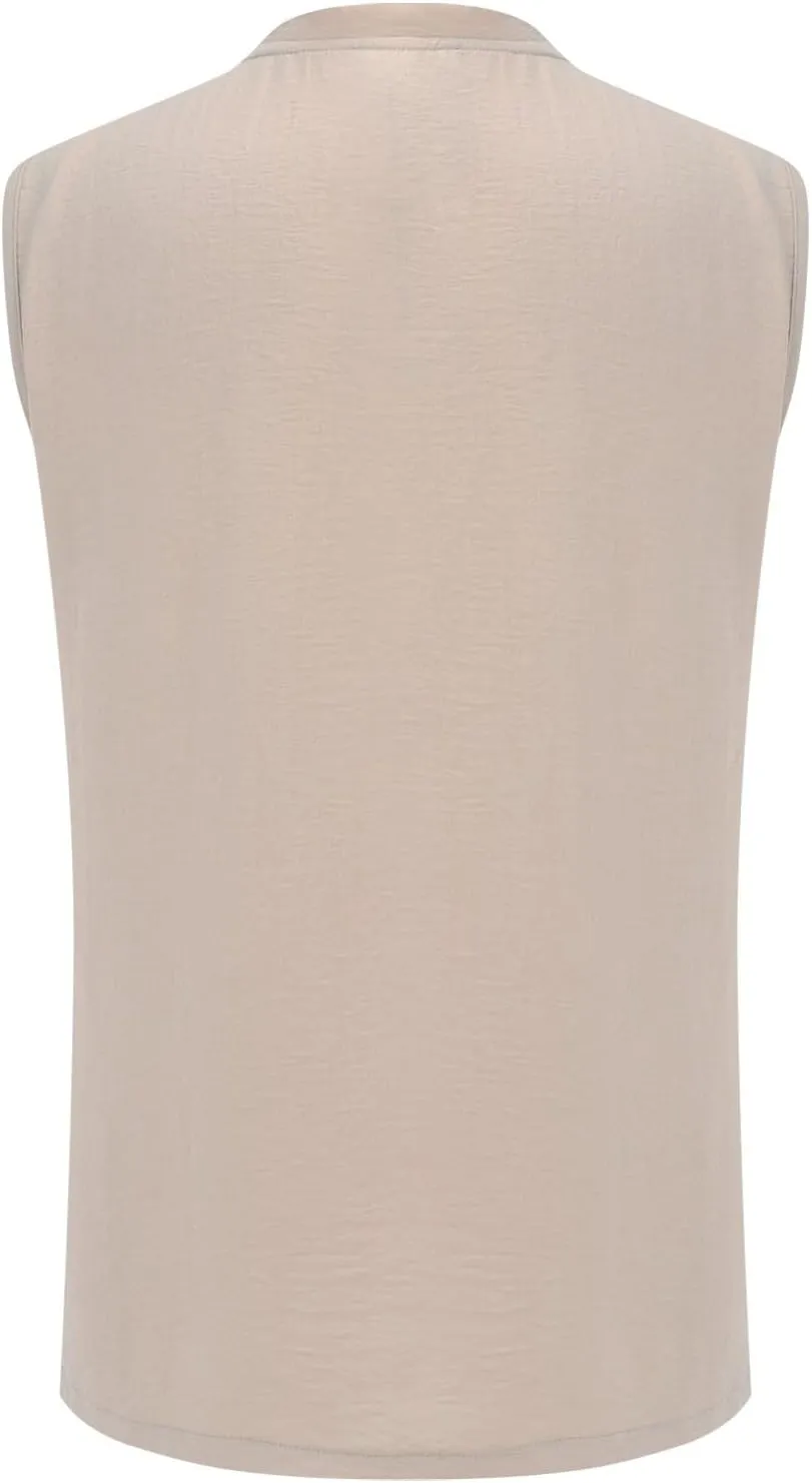 Sleeveless Shirts for Men V Neck Beach Summer Gym Casual Athletic Tank Top Cut Off Muscle Workout Soild Color Vest