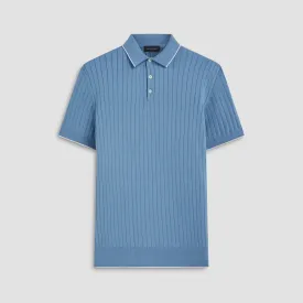Stripe Stitch Three Button Polo Sweater