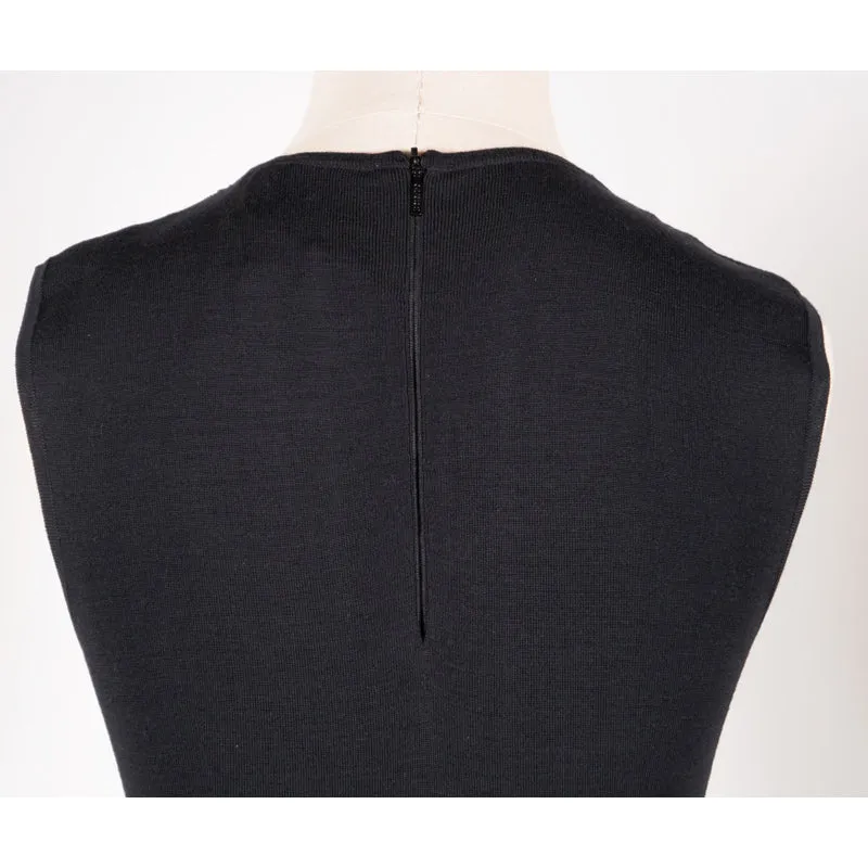 SZ M NEW $2100 GUCCI Black 100% WOOL KNIT PYTHON Snakeskin Trim FITTED DRESS NWT