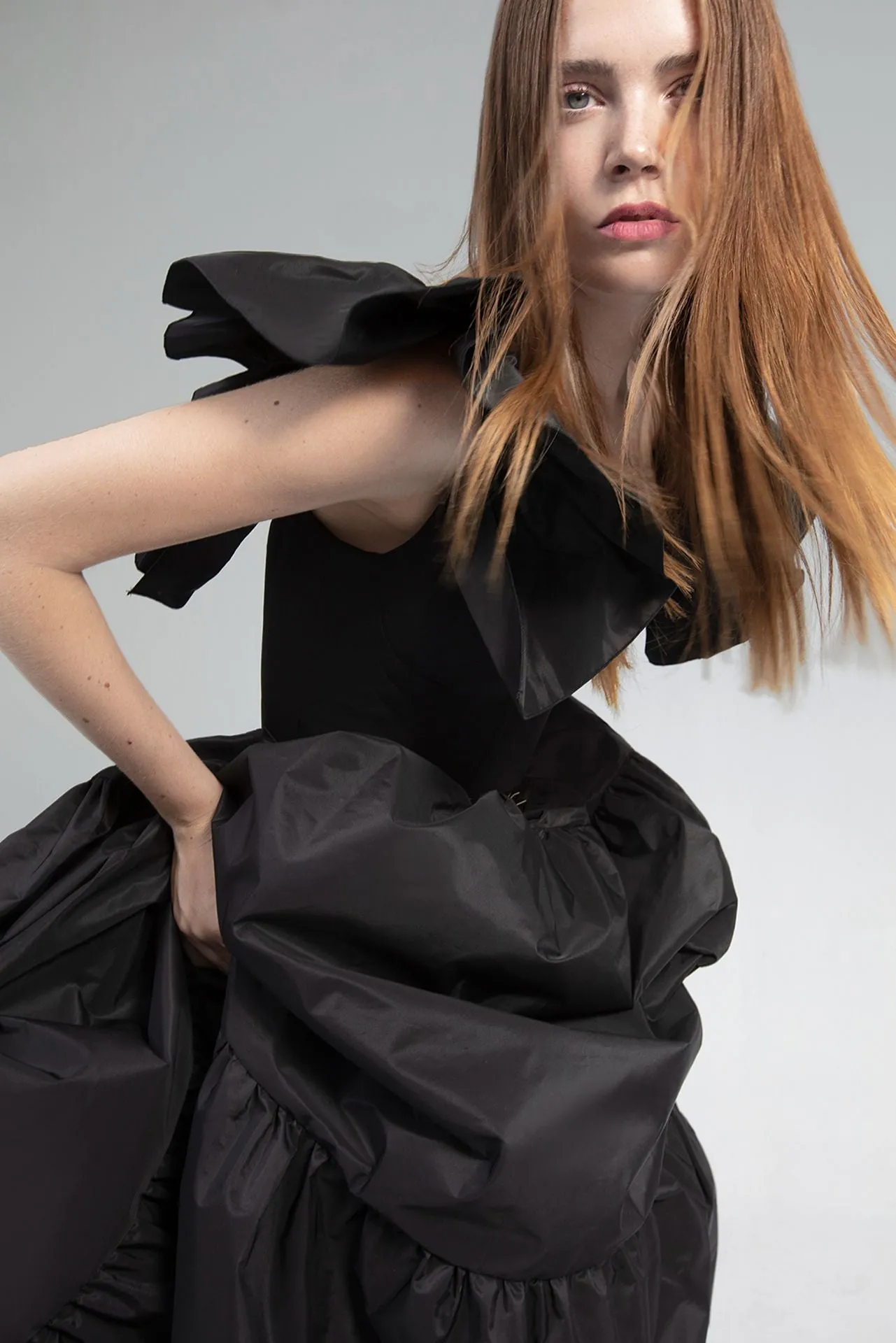Taffeta Top with A-line Voluminous Skirt