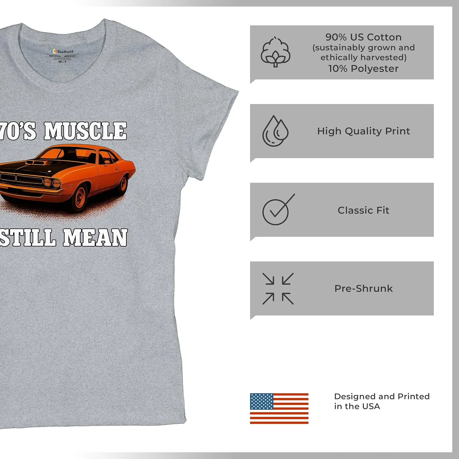 Tee Hunt 70's American Muscle Car Women's Graphic T-Shirts and Tank Tops