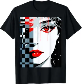 Women Face Abstract Geometric Art Illustration Graphic Women T-Shirt