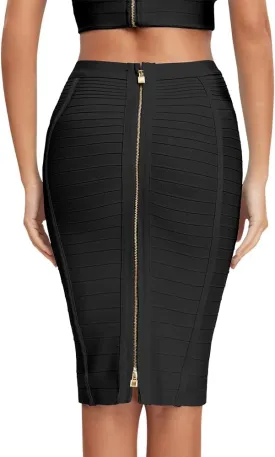 Women's High Waist Elastic Rayon Bandage Pencil Skirt
