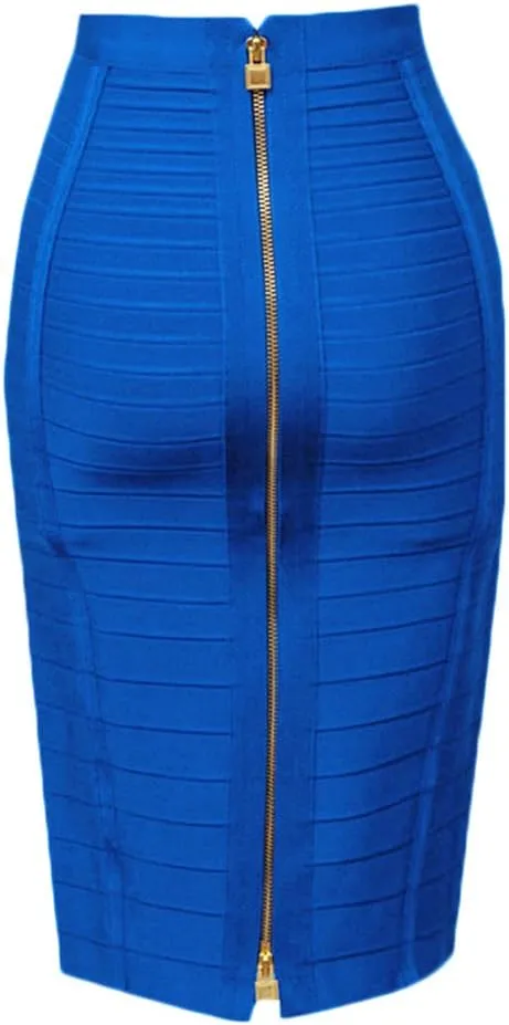 Women's High Waist Elastic Rayon Bandage Pencil Skirt