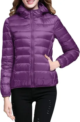 Womens Lightweight Puffer Jacket with Hood 2023 Fashion Winter Coats with Pockets Zipper Quilted Packable Down