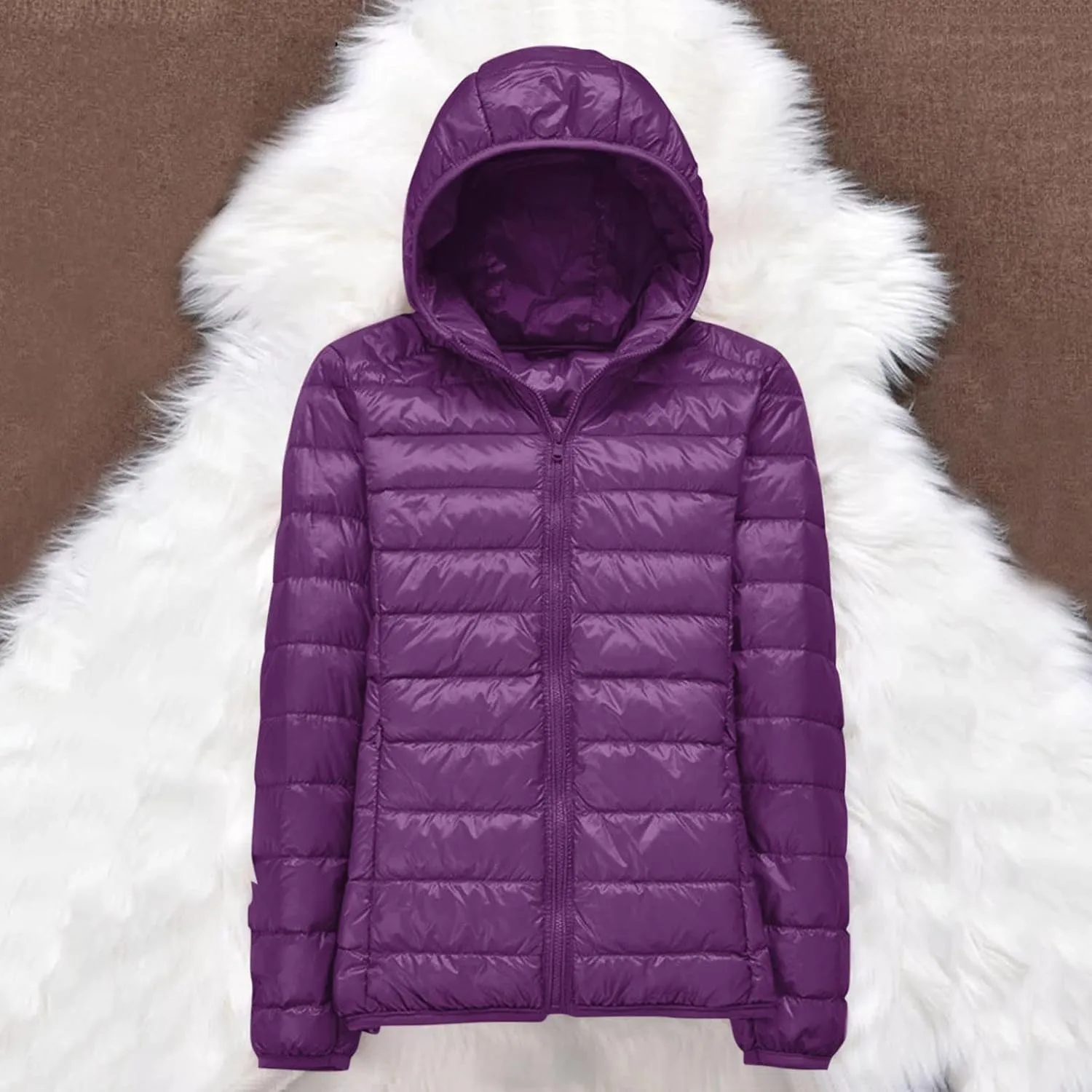 Womens Lightweight Puffer Jacket with Hood 2023 Fashion Winter Coats with Pockets Zipper Quilted Packable Down