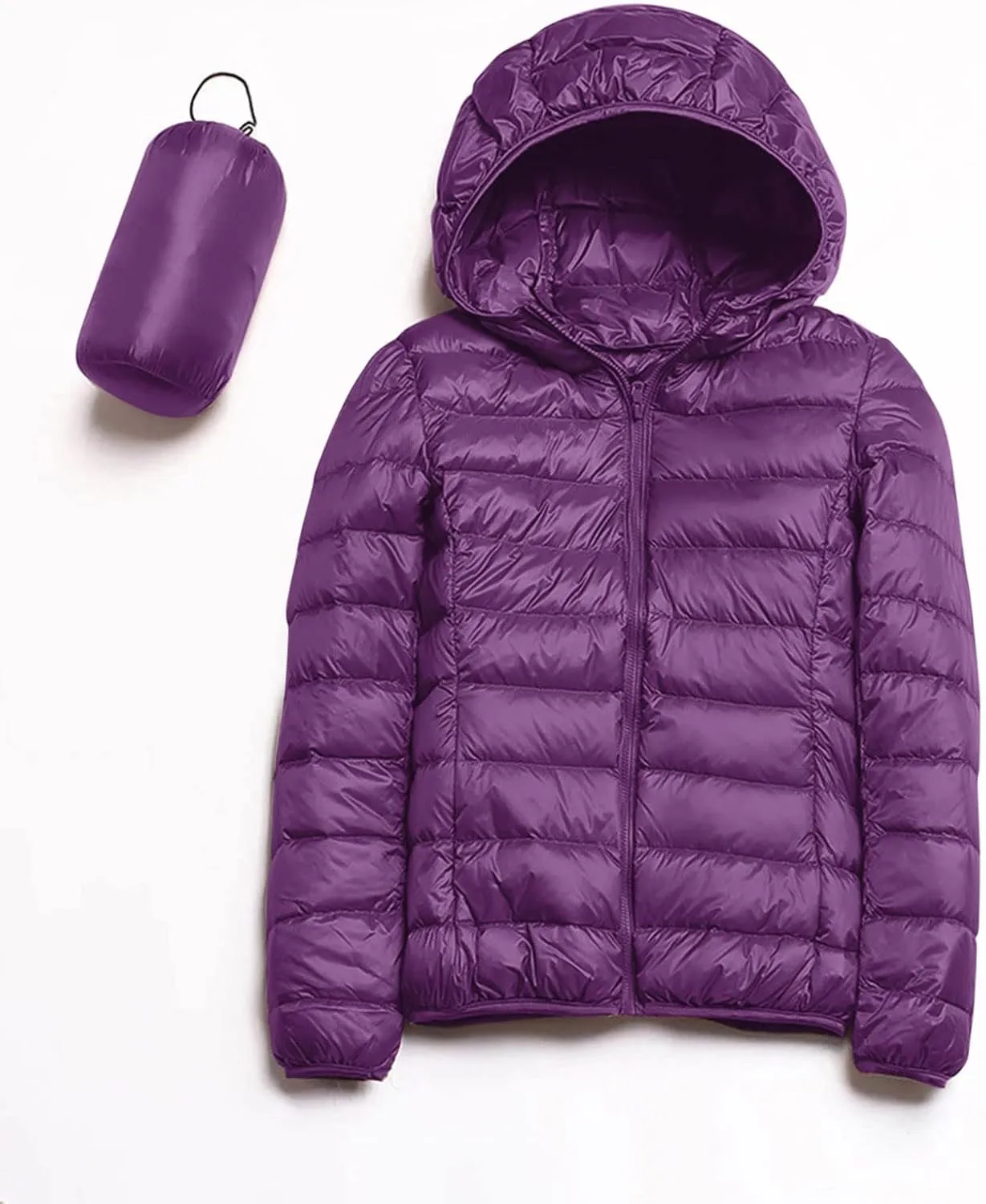 Womens Lightweight Puffer Jacket with Hood 2023 Fashion Winter Coats with Pockets Zipper Quilted Packable Down