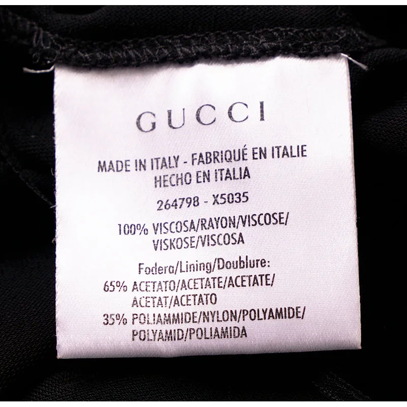 XXS NEW $1595 GUCCI Black DRAPE OPEN BACK Sleeveless CORD BAMBOO BELT DRESS LBD